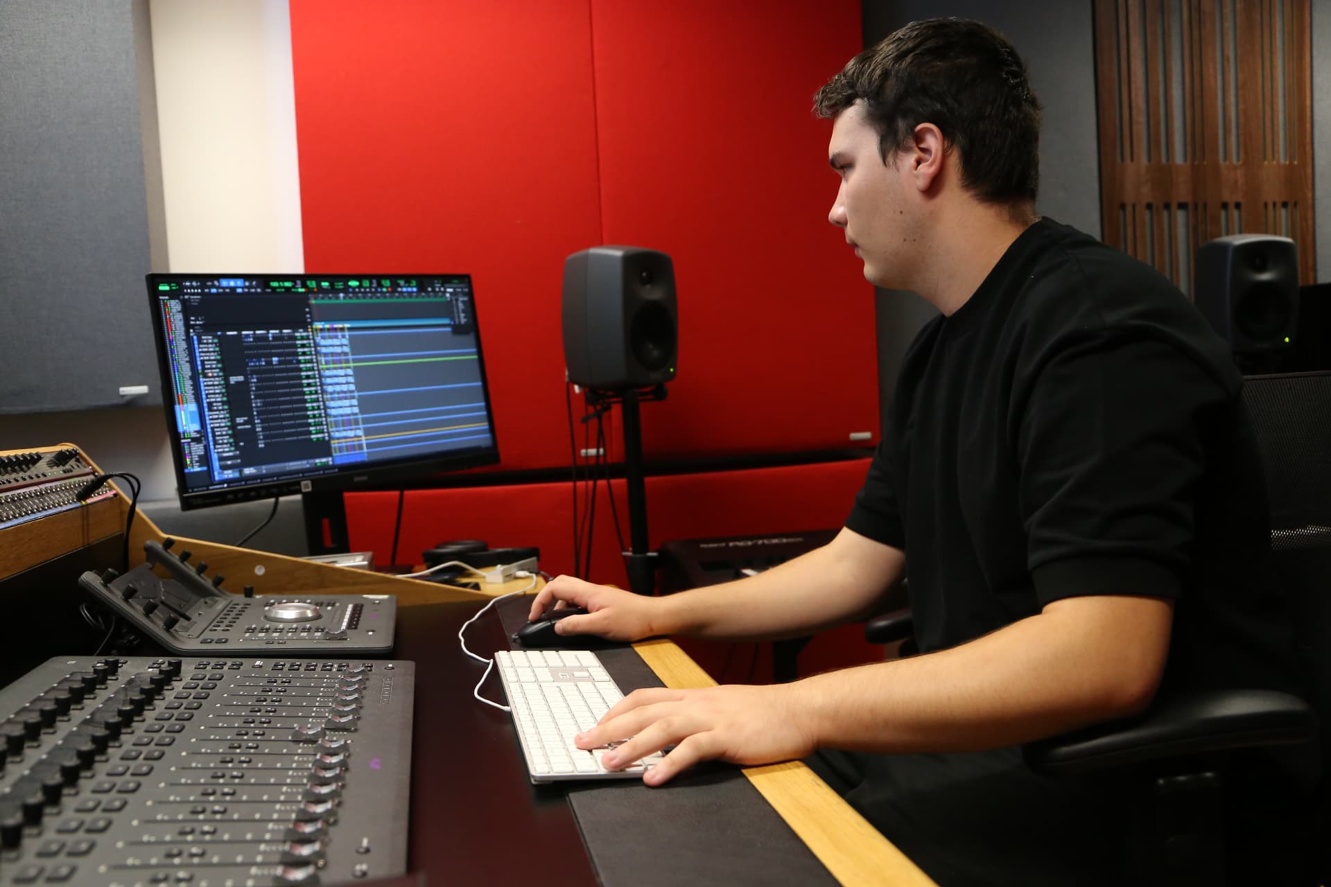 Kieran Slaven in the studio